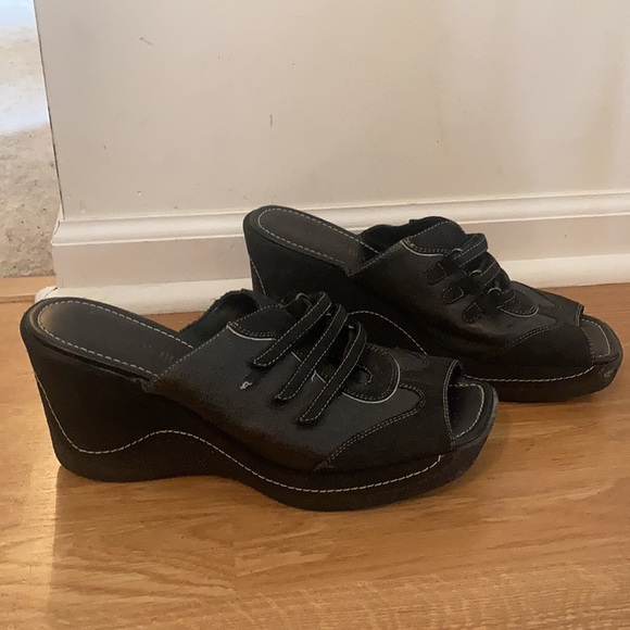 Vintage 90s Fashion Bug Sz 10 heeled open toe clog/sandals - Picture 2 of 9